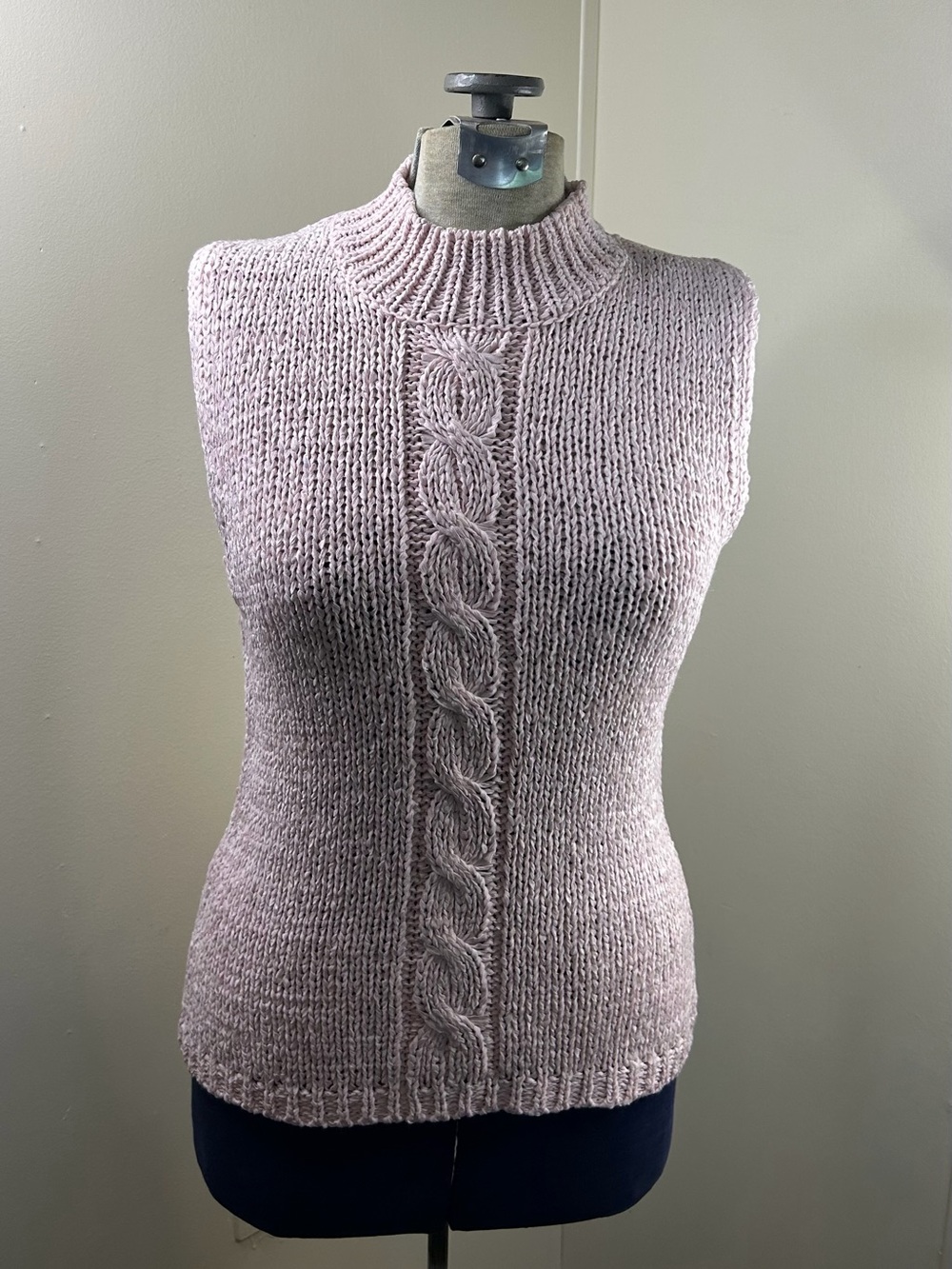 Lt Pink Sleeveless Sweater w/High Collar